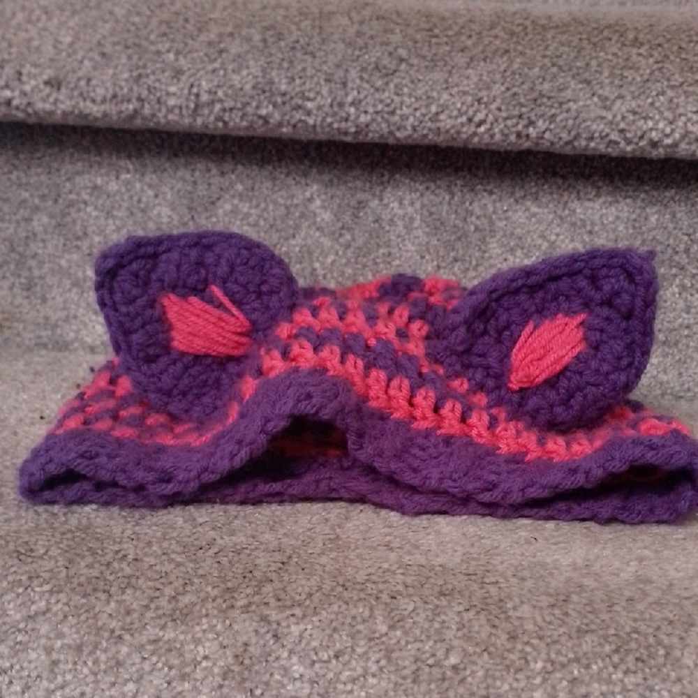 Purple and Pink Knit Cat Ear Hat